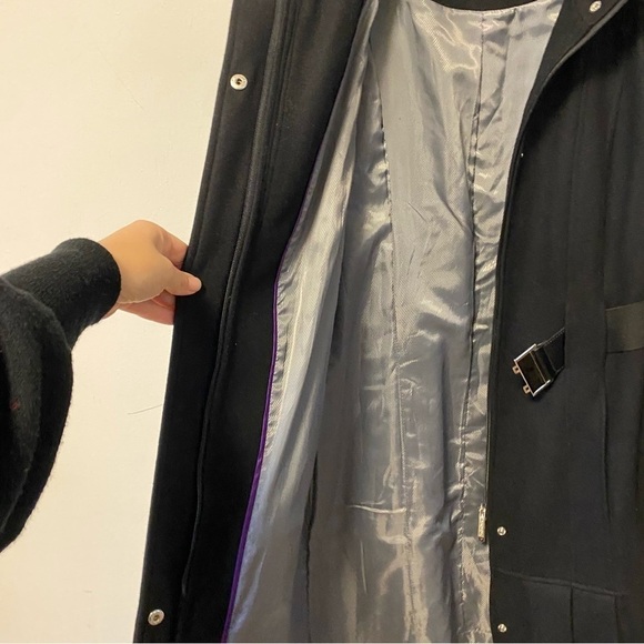 Calvin Klein Black Wool Coat Tailored Midi Trench Old Money Womens 10 Medium - Picture 5 of 14